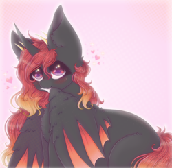 Size: 1100x1080 | Tagged: safe, imported from derpibooru, oc, oc only, alicorn, bat pony, pony, bat pony oc, bat wings, cute, heart, red and black oc, solo, wings