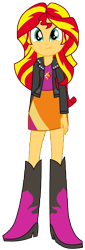 Size: 3288x9688 | Tagged: safe, artist:famousmari5, imported from derpibooru, imported from ponybooru, sunset shimmer, equestria girls, rainbow rocks, absurd resolution, boots, clothes, cute, cutie mark, cutie mark on clothes, female, high res, jacket, png, shimmerbetes, shoes, simple background, skirt, smiling, solo, transparent background