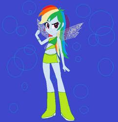 Size: 553x572 | Tagged: safe, artist:r-gonz, artist:selenaede, imported from derpibooru, rainbow dash, fairy, human, equestria girls, aisha, barely eqg related, base used, boots, clothes, crossover, eqg promo pose set, fairy wings, fairyized, green clothes, high heel boots, high heels, layla, looking at you, magic winx, shoes, wings, winx, winx club, winxified