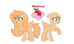 Size: 5808x3448 | Tagged: safe, artist:skydreamplayzz, imported from derpibooru, oc, oc only, oc:mayberry, pegasus, pony, apple, bald, base used, cutie mark, female, floppy ears, flower, food, green eyes, mare, offspring, parent:big macintosh, parent:fluttershy, parents:fluttermac, raised hoof, solo