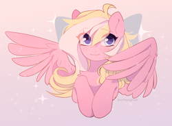 Size: 2886x2124 | Tagged: safe, artist:whiteliar, artist:whitenoiseghost, imported from derpibooru, oc, oc only, oc:bay breeze, pegasus, pony, blushing, bow, cute, hair bow, high res, simple background, solo, wings