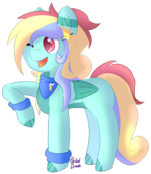 Size: 1645x1892 | Tagged: safe, artist:pasteldraws, imported from derpibooru, pegasus, pony, clothes, hairpin, redesign, scarf, simple background, solo, transparent background