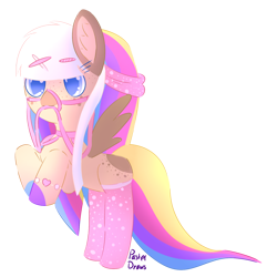 Size: 1400x1450 | Tagged: safe, artist:pasteldraws, imported from derpibooru, pegasus, pony, clothes, freckles, hairpin, redesign, simple background, socks, solo, transparent background