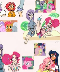 Size: 1747x2073 | Tagged: safe, artist:citi, edit, edited screencap, imported from derpibooru, screencap, babs seed, diamond tiara, fluttershy, maud pie, pinkie pie, silver spoon, twilight sparkle, alicorn, human, one bad apple, rock solid friendship, the washouts (episode), bump bump sugar lump rump, butt, butt to butt, butt touch, clothes, cutie mark, cutie mark on clothes, eyes on the prize, faic, humanized, looking at butt, out of context, plot, raised tail, scene interpretation, screencap reference, tail, twilight sparkle (alicorn)