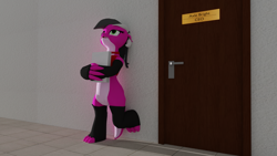 Size: 1920x1080 | Tagged: safe, artist:dianetgx, imported from derpibooru, oc, oc only, oc:diane tgx, anthro, dragon, 3d, clothes, dragoness, female, hallway, leaning, leaning back, paper, render, uniform, waiting