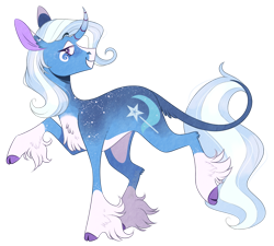 Size: 1585x1424 | Tagged: safe, artist:wanderingpegasus, imported from derpibooru, trixie, classical unicorn, pony, unicorn, alternate hairstyle, blaze (coat marking), chest fluff, cloven hooves, coat markings, curved horn, facial markings, female, freckles, grin, horn, leg fluff, leonine tail, mare, markings, pale belly, profile, raised hoof, raised leg, simple background, smiling, smug, snip (coat marking), socks (coat markings), solo, transparent background, unshorn fetlocks