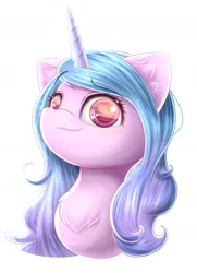 Size: 1117x1544 | Tagged: safe, artist:phoenixrk49, imported from derpibooru, izzy moonbow, pony, unicorn, bust, cheek fluff, chest fluff, ear fluff, female, g5, looking at you, mare, portrait, simple background, solo, white background