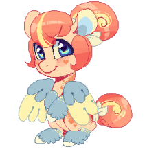Size: 230x230 | Tagged: safe, artist:lavvythejackalope, imported from derpibooru, oc, oc only, oc:lullaby, pegasus, pony, hoof fluff, looking back, pegasus oc, pixel art, simple background, smiling, solo, transparent background, two toned wings, unshorn fetlocks, wings