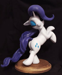 Size: 714x864 | Tagged: safe, artist:vita96, imported from derpibooru, rarity, pony, unicorn, black background, butt, craft, one eye closed, photo, plot, sculpture, simple background, smiling, solo, wink