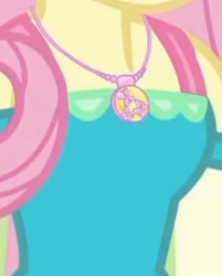 Size: 1920x2387 | Tagged: safe, imported from derpibooru, screencap, fluttershy, equestria girls, equestria girls series, holidays unwrapped, spoiler:eqg series (season 2), boobshot, breasts, cropped, female, geode of fauna, jewelry, magical geodes, necklace, o come all ye squashful, pictures of chests, solo