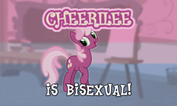 Size: 1200x720 | Tagged: safe, edit, edited screencap, imported from derpibooru, screencap, cheerilee, call of the cutie, bisexual, bisexual pride flag, easel, headcanon, pride, pride flag, sexuality headcanon