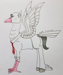 Size: 2442x2895 | Tagged: safe, artist:agdapl, imported from derpibooru, hippogriff, clothes, crossover, glasses, high res, hippogriffied, male, medic, necktie, signature, solo, species swap, story included, team fortress 2, traditional art