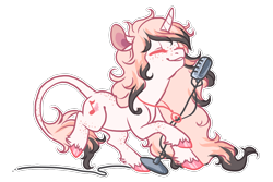 Size: 1200x800 | Tagged: safe, artist:lavvythejackalope, imported from derpibooru, oc, oc only, classical unicorn, pony, unicorn, cloven hooves, female, horn, jewelry, leonine tail, mare, microphone, necklace, simple background, solo, story included, transparent background, unicorn oc, unshorn fetlocks