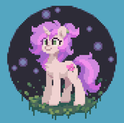 Size: 774x765 | Tagged: safe, artist:orchidpony, imported from derpibooru, oc, oc only, oc:orchid, pony, unicorn, circle background, flower pony, pixel art, solo