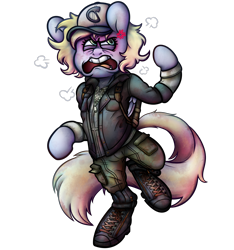 Size: 3744x4000 | Tagged: safe, artist:extradan, imported from derpibooru, oc, oc:jerky hooves, pegasus, pony, absurd resolution, bipedal, clementine (walking dead), clothes, cosplay, costume, female, hat, high res, mare, png, simple background, transparent background, walking dead
