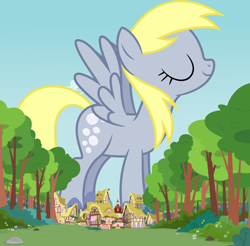 Size: 1920x1893 | Tagged: safe, artist:thegiantponyfan, imported from derpibooru, derpy hooves, pegasus, pony, derpyzilla, female, giant derpy hooves, giant pegasus, giant pony, giantess, macro, mare, ponyville