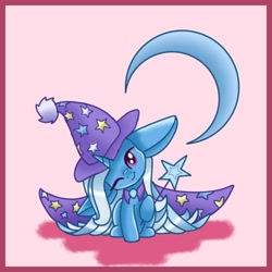 Size: 1500x1500 | Tagged: safe, artist:pinkquartmethyst, imported from derpibooru, trixie, pony, unicorn, cape, clothes, cute, diatrixes, female, hat, mare, solo, trixie's cape, trixie's hat