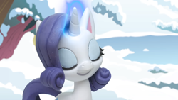 Size: 1920x1080 | Tagged: safe, imported from derpibooru, screencap, rarity, pony, my little pony: pony life, my little pony: stop motion short, snow pony contest (short), eyes closed, g4.5, magic, pony life, solo, stop motion