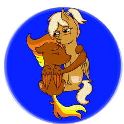 Size: 1000x1000 | Tagged: safe, artist:windy, imported from derpibooru, oc, oc only, oc:coffee creme, oc:windflyer, pegasus, pony, both cutie marks, cute, floppy ears, fluffy, mlem, pegasus oc, sad, silly, simple background, tongue out, two toned mane, two toned tail, two toned wings, wings