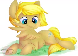 Size: 1870x1347 | Tagged: safe, artist:donutnerd, imported from derpibooru, oc, oc only, oc:winds requiem, pegasus, pony, grooming, lying down, male, preening, prone, simple background, solo, white background