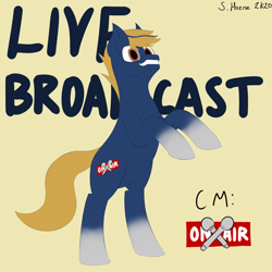 Size: 1500x1500 | Tagged: safe, artist:shoophoerse, imported from derpibooru, oc, oc only, oc:live broadcast, earth pony, pony, coat markings, cutie mark, looking up, male, mane highlights, reference sheet, signature, simple background, socks (coat markings), solo, stallion, text