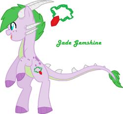 Size: 627x584 | Tagged: safe, artist:angelgroup, artist:maria65, imported from derpibooru, oc, oc only, oc:jade gemshine, dracony, dragon, hybrid, pony, base used, interspecies offspring, male, offspring, parent:rarity, parent:spike, parents:sparity, rearing, simple background, solo, white background