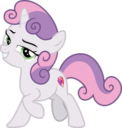 Size: 965x1010 | Tagged: safe, artist:sollace, derpibooru exclusive, imported from derpibooru, sweetie belle, pony, .svg available, bedroom eyes, cute, looking at you, raised leg, show accurate, simple background, smiling, smug, solo, svg, transparent background, vector