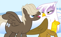 Size: 731x449 | Tagged: safe, artist:koraluch, edit, edited screencap, imported from derpibooru, screencap, dumbbell, gilda, griffon, pegasus, sonic rainboom (episode), cropped, female, gildabell, male, shipping, straight, vector