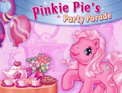 Size: 949x720 | Tagged: safe, imported from derpibooru, pinkie pie, pinkie pie (g3), earth pony, pony, balloon, banner, cd-rom, cookie, cup, flower, food, g3, game, heart, party, pinkie pie's party parade, plate, spoon, tea party, teacup, teapot, vase