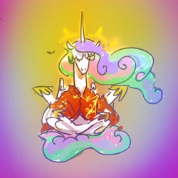 Size: 4000x4000 | Tagged: safe, artist:alumx, imported from derpibooru, princess celestia, pony, clothes, enlightenment, eyes closed, robe, solo, zen
