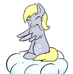 Size: 4932x4961 | Tagged: safe, artist:backgroundpony#f352, imported from derpibooru, derpy hooves, pegasus, backgroundpony#f352 is trying to murder us, cloud, cute, derpabetes, eyes closed, grooming, preening, simple background, transparent background, weapons-grade cute, wings