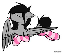 Size: 2000x1713 | Tagged: safe, artist:pegasko, imported from derpibooru, oc, oc only, pegasus, pony, clothes, eyes closed, grooming, pegasus oc, preening, simple background, socks, solo, striped socks, transparent background, vector, wings