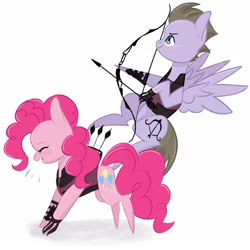 Size: 1600x1600 | Tagged: safe, artist:shamone, imported from derpibooru, pinkie pie, earth pony, pegasus, pony, alternate universe, clint barton, crossover, female, hawkeye, male, mare, marvel, my little pony, ponified, stallion, the avengers