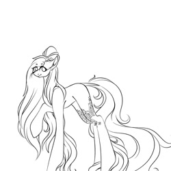 Size: 1080x1080 | Tagged: safe, artist:tessa_key_, imported from derpibooru, oc, oc only, earth pony, pony, ear fluff, earth pony oc, eyelashes, lineart, male, monochrome, raised hoof, simple background, solo, stallion, tattoo, white background