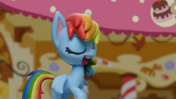 Size: 1920x1080 | Tagged: safe, imported from derpibooru, screencap, rainbow dash, pony, cake off, my little pony: pony life, my little pony: stop motion short, g4.5, irl, photo, pony life, solo, stop motion