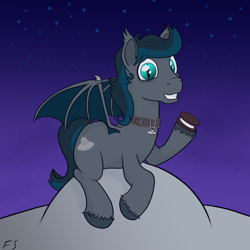 Size: 700x700 | Tagged: safe, artist:flyingsaucer, imported from ponybooru, oc, oc:flying saucer, bat pony, bat pony oc, bat wings, collar, male, stallion, ufo, wings