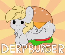 Size: 2048x1738 | Tagged: safe, artist:kittyrosie, imported from derpibooru, derpy hooves, pony, burger, chibi, cute, derpabetes, digital art, female, food, mare, solo