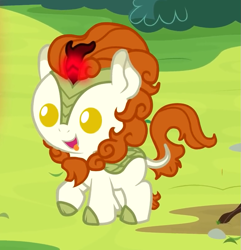 Size: 775x805 | Tagged: safe, artist:magpie-pony, imported from derpibooru, autumn blaze, kirin, awwtumn blaze, baby, baby kirin, cropped, cute, female, filly, foal, kirinbetes, magpiepony is trying to murder us, solo, younger
