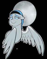 Size: 750x931 | Tagged: safe, artist:verikoira, imported from derpibooru, oc, oc only, pegasus, pony, crying, female, full moon, mare, moon, pegasus oc, solo, tears of joy, wings