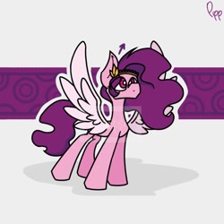 Size: 768x768 | Tagged: safe, artist:twilifnx, imported from derpibooru, pipp petals, pegasus, pony, abstract background, arrow, female, g5, mare, signature, solo, spread wings, watermark, wings