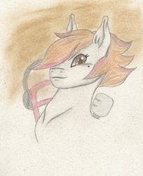 Size: 1720x2106 | Tagged: safe, artist:cindertale, imported from derpibooru, oc, oc only, earth pony, pony, bust, earth pony oc, smiling, solo, traditional art