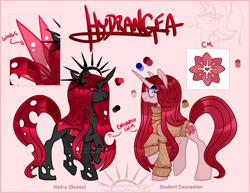 Size: 4747x3673 | Tagged: safe, artist:betavirus, artist:nekomellow, imported from derpibooru, oc, oc:hydrangea, changeling, changeling queen, pony, unicorn, female, red changeling