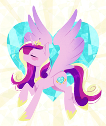 Size: 967x1150 | Tagged: safe, artist:imaplatypus, imported from derpibooru, princess cadance, alicorn, pony, crown, crystal heart, cutie mark, eyes closed, female, jewelry, mare, peytral, regalia, solo