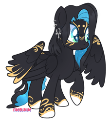 Size: 1280x1417 | Tagged: safe, artist:faeglaive, imported from derpibooru, oc, oc only, oc:miliki, pegasus, pony, seraph, ear piercing, earring, female, jewelry, mare, multiple wings, piercing, simple background, solo, transparent background, wings