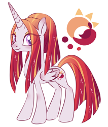 Size: 728x856 | Tagged: safe, artist:polymercorgi, imported from derpibooru, oc, oc only, alicorn, pony, female, magical lesbian spawn, mare, offspring, parent:cayenne, parent:princess celestia, simple background, solo, white background