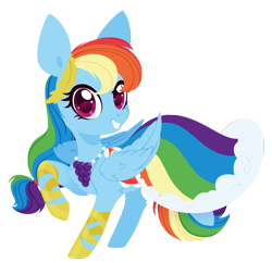 Size: 3098x3000 | Tagged: safe, artist:belka-sempai, imported from derpibooru, rainbow dash, pegasus, pony, chibi, clothes, dress, food, gala dress, grapes, high res, pearl, simple background, solo, transparent background