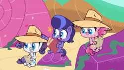 Size: 1280x720 | Tagged: safe, imported from derpibooru, screencap, hardcover, magic (g4.5), pinkie pie, rarity, earth pony, pony, unicorn, my little pony: pony life, spoiler:pony life s02e25, animated, beach ball, blowing, deflation, female, g4.5, inflating, magic (character), magic is ahoof, male, pony life, popping, sitting, solo, sound, stallion, talking, trio, waving, webm