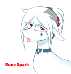 Size: 440x459 | Tagged: safe, artist:redxbacon, imported from derpibooru, oc, oc only, oc:rune spark(redxbacon), pony, crucifix, female, solo