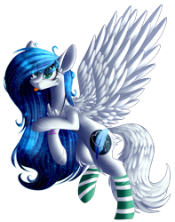 Size: 2172x2761 | Tagged: safe, artist:mediasmile666, imported from derpibooru, oc, oc only, pegasus, pony, :p, clothes, female, high res, jewelry, mare, pendant, simple background, socks, solo, spread wings, striped socks, tongue out, transparent background, wings