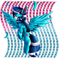 Size: 2449x2449 | Tagged: safe, artist:mediasmile666, imported from derpibooru, oc, oc only, pegasus, pony, abstract background, clothes, female, high res, looking at you, mare, scarf, simple background, solo, spread wings, transparent background, wings